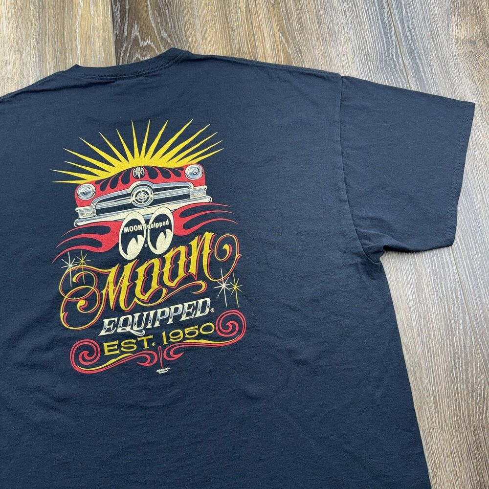 Vintage Moon Equipped Shirt Mens XXXL Black Hot Rod Racing Shop Garage Mooneyes